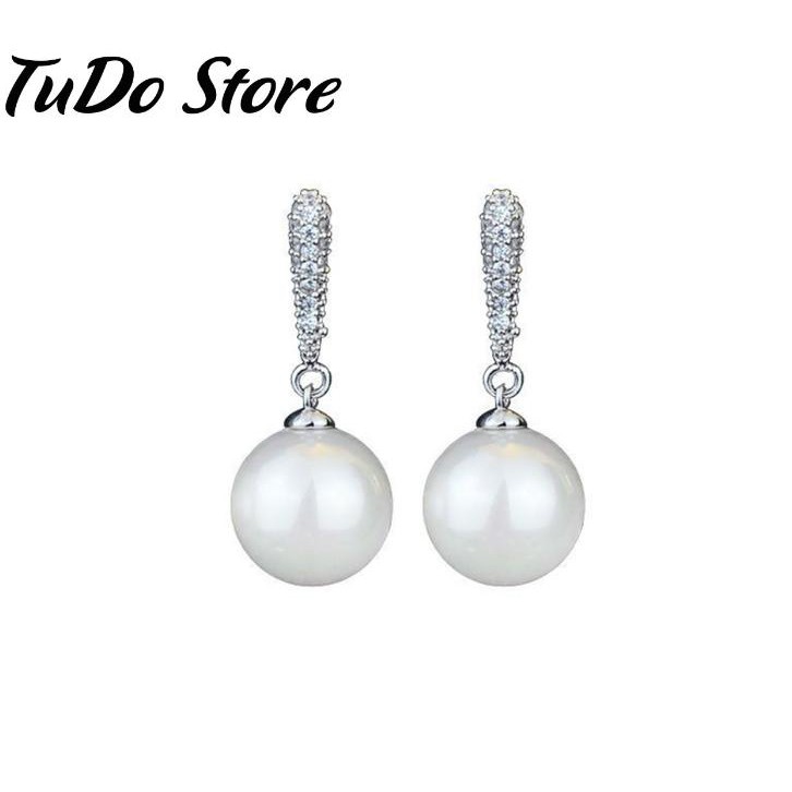 Khuyên tai, bông tai nữ Hàn quốc mạ bạc 925 hình hạt trai phong cách thời thượng HT5