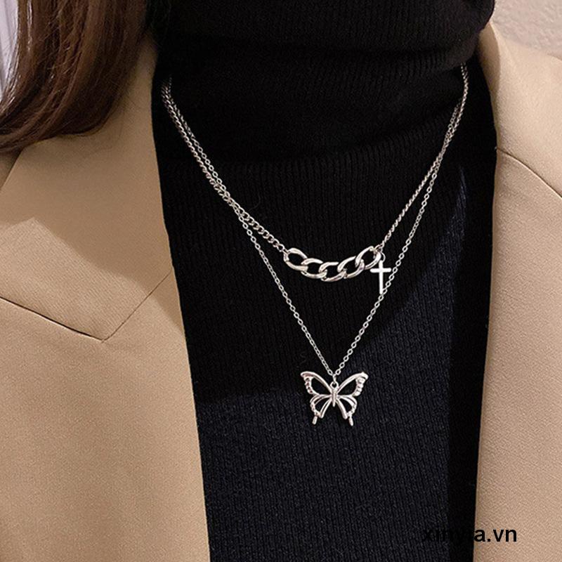 Vòng cổ Nhiều Lớp Họa Tiết Bươm Bướm Thời Trang Cho Nữ