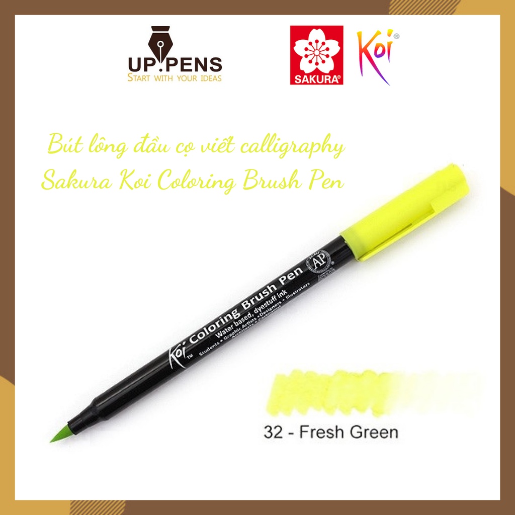 Bút lông đầu cọ viết calligraphy Sakura Koi Coloring Brush Pen – Màu xanh chuối (Fresh Green)