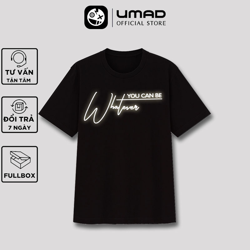 Áo thun UMAD unisex trending chữ in hài hước trẻ trung phản quang nam nữ tay ngắn có big size (40kg-110kg)