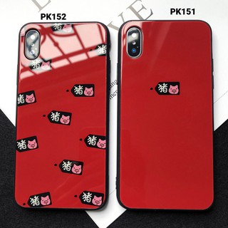 [ Freeship từ 50K] ỐP LƯNG KÍNH hình heo nhỏ nền đỏ -IP 6/6S - 6 Plus/ 6S Plus - 7/ 8 - 7 Plus/ 8 Plus - X/ XS/ XS Max