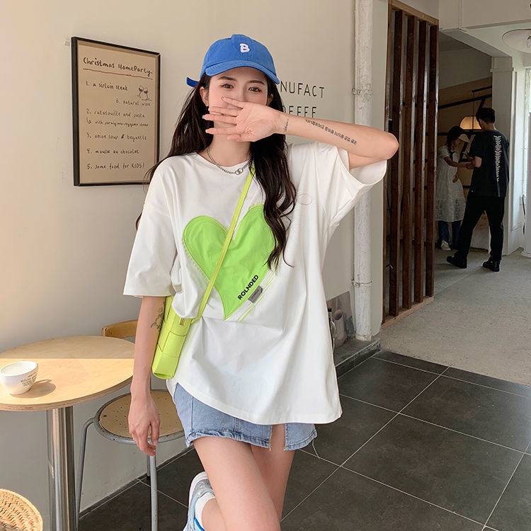 Mới Áo Thun Ngắn Tay Thêu Họa Tiết Xinh Xắn Cho Nữ