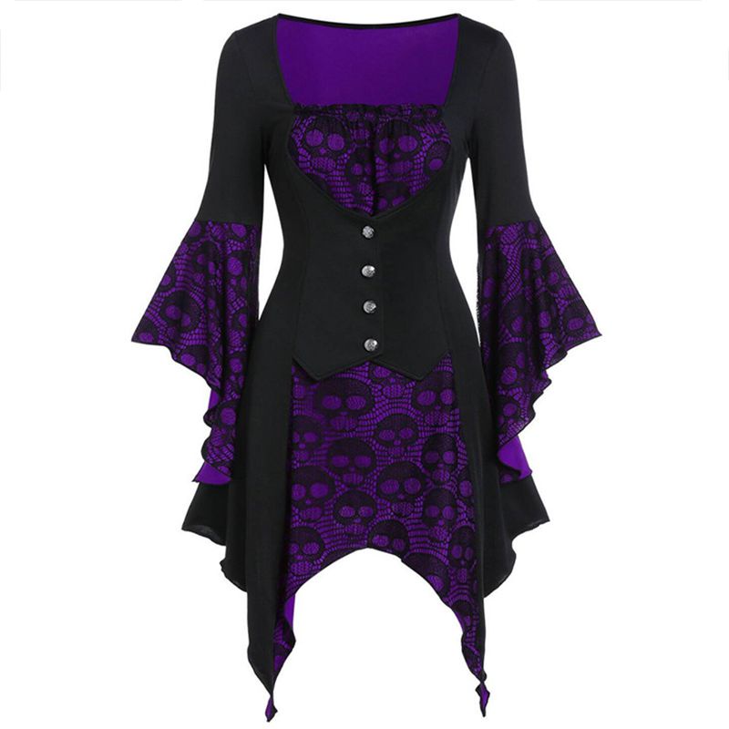 2022 Women Ladies Medieval Renaissance Gothic Witch Cosplay Retro Fancy Dress Costume