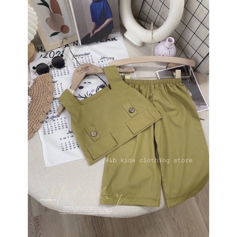 Sét quần ống rộng kèm áo thô giấy mềm lạ mắt cho bé gái từ 10-20kg💋