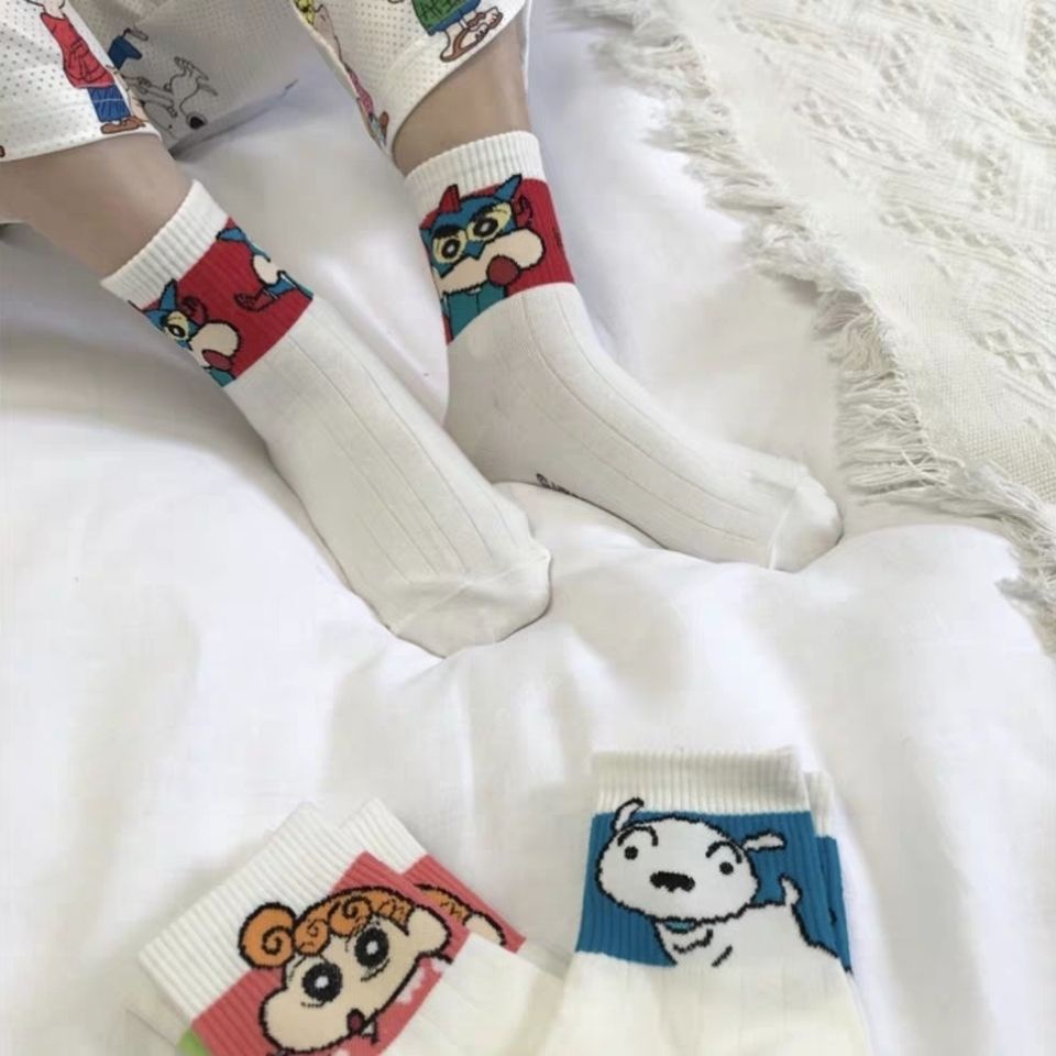Vớ Cotton Cổ Vừa In Họa Tiết Hoạt Hình Dễ Thương Thời Trang Cho Nữ