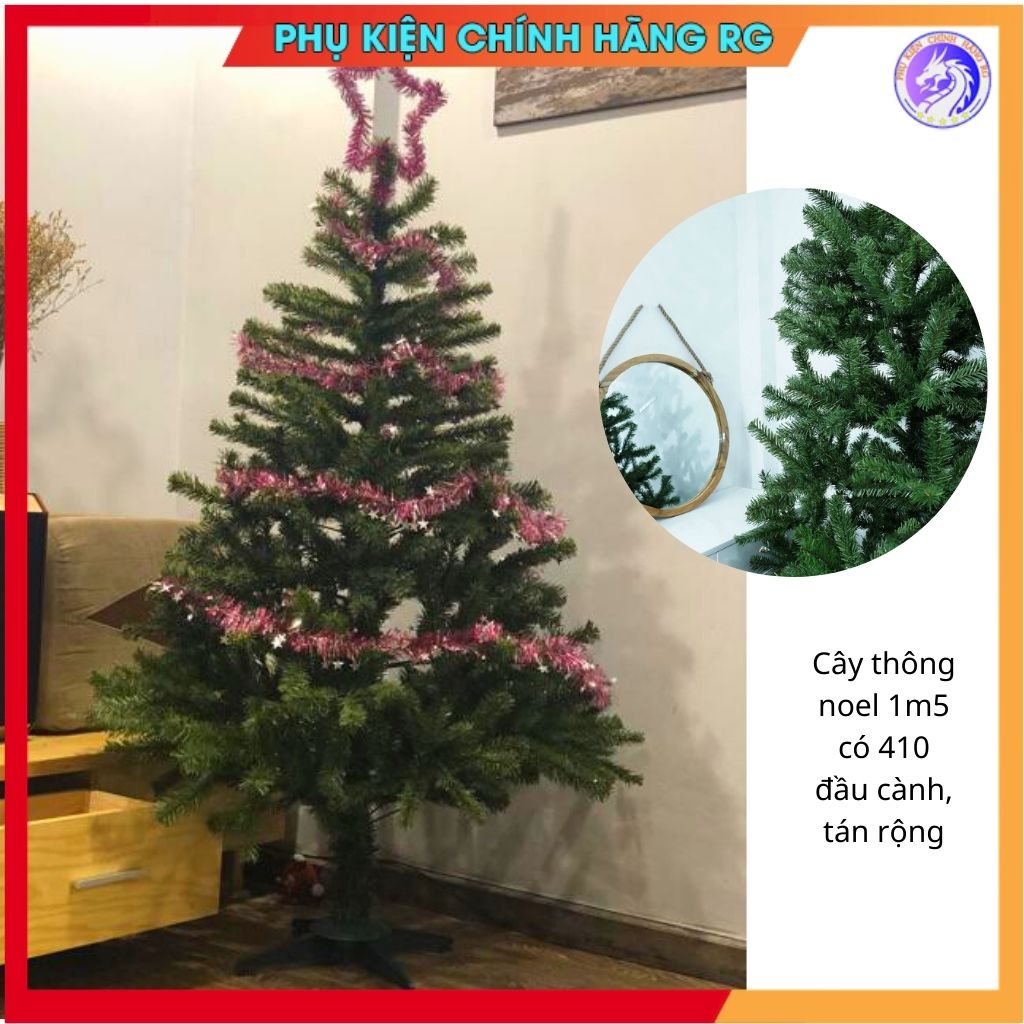Cây thông noel 1m5 tặng ngôi sao đỉnh và dây kim tuyến cây thông trang trí giáng sinh siêu đẹp ảnh thật tự chụp
