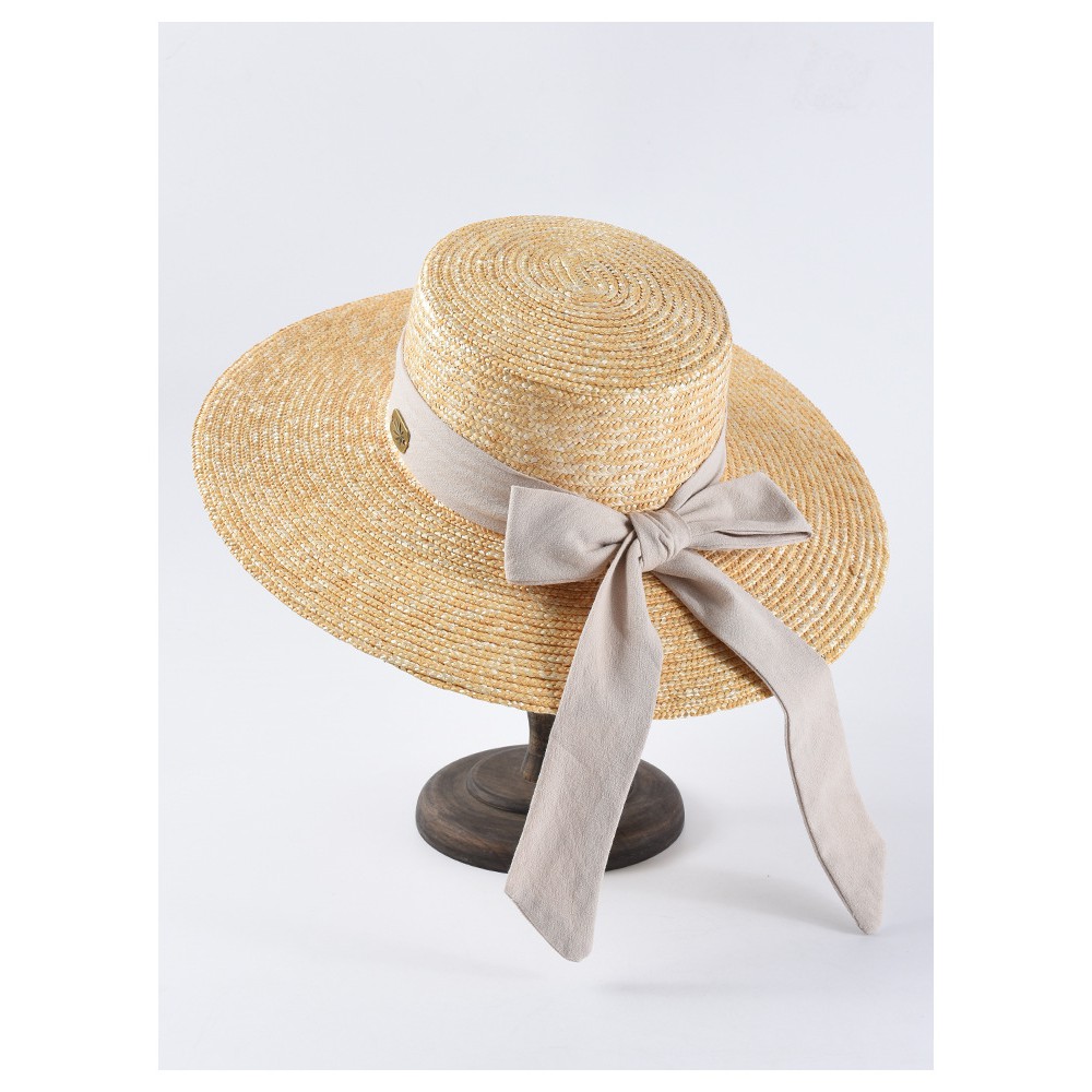 Mũ cói rộng vành thắt nơ be tiểu thư hottrend 2021