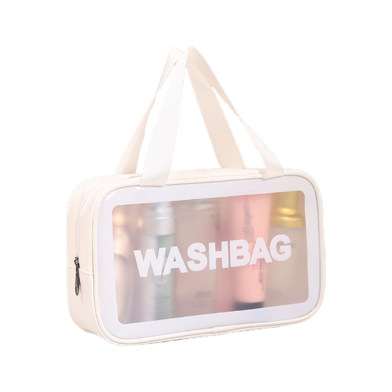 Set 1 / 3 / 6 Túi Đựng Mỹ Phẩm Trong Suốt In Chữ Chống Thấm Nước Có Khóa Kéo Tiện Dụng Mang Theo Du Lịch