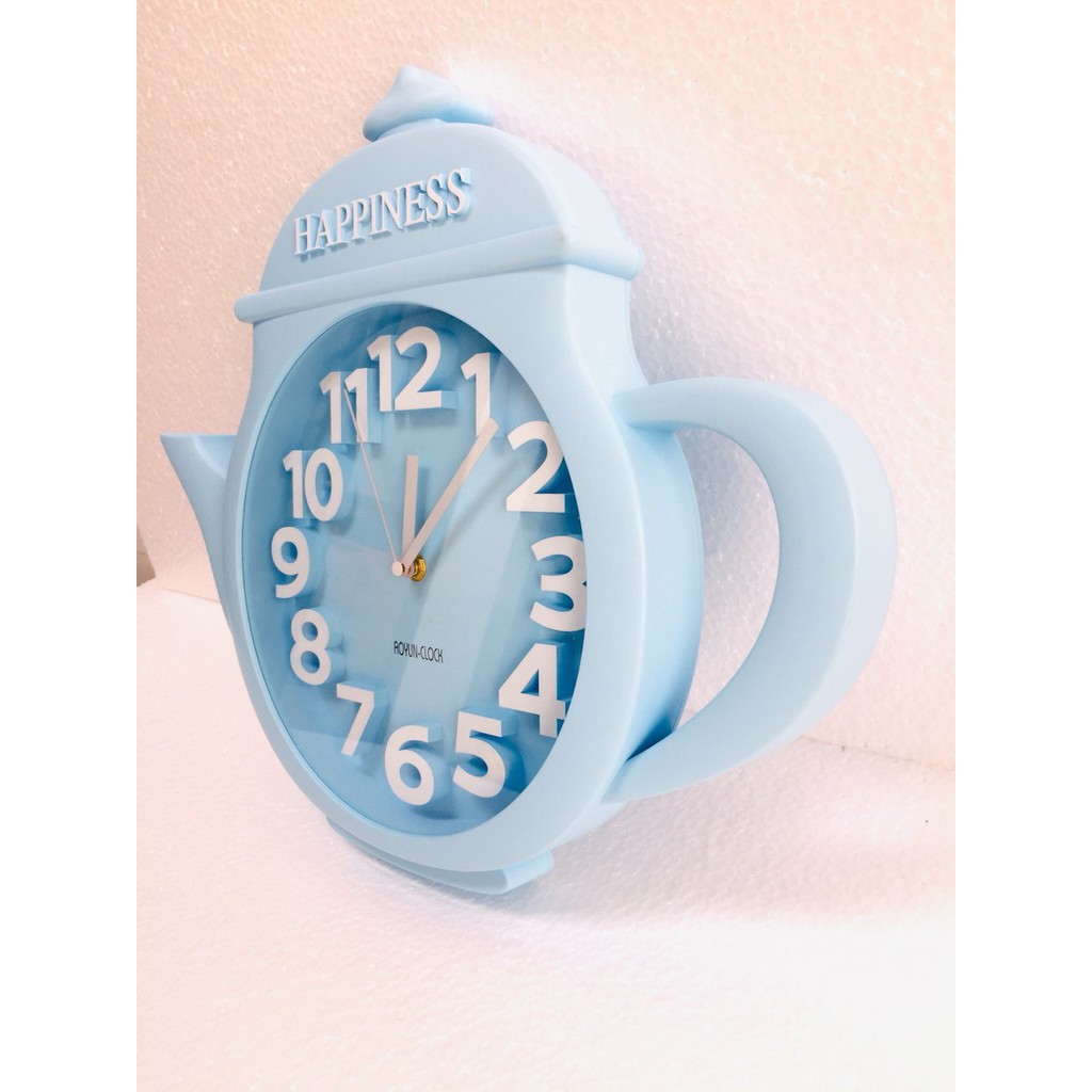 Đồng hồ treo tường hình ấm trà xanh da trời 45*38*5cm