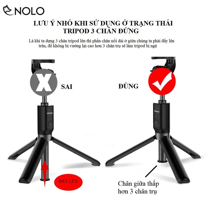 Gây Chụp Hình Tripod Tự Sướng Selfie Bluetooth 3in1 Remote Rời Model K07 Chiều Dài Tối Đa 60cm | BigBuy360 - bigbuy360.vn