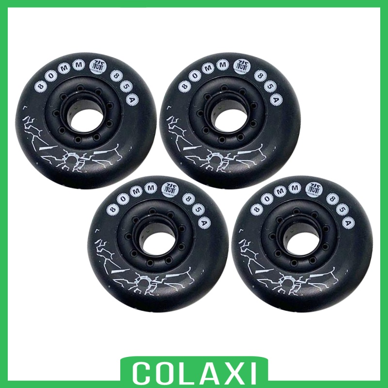 [COLAXI]2xSingle Row Inline Hockey Skates Wheel Wear-Resistant 85A Wheels Black 80mm