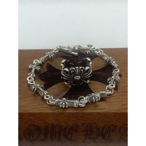Combo lắc và nhẫn Chrome Heart mạ bạc cao cấp.