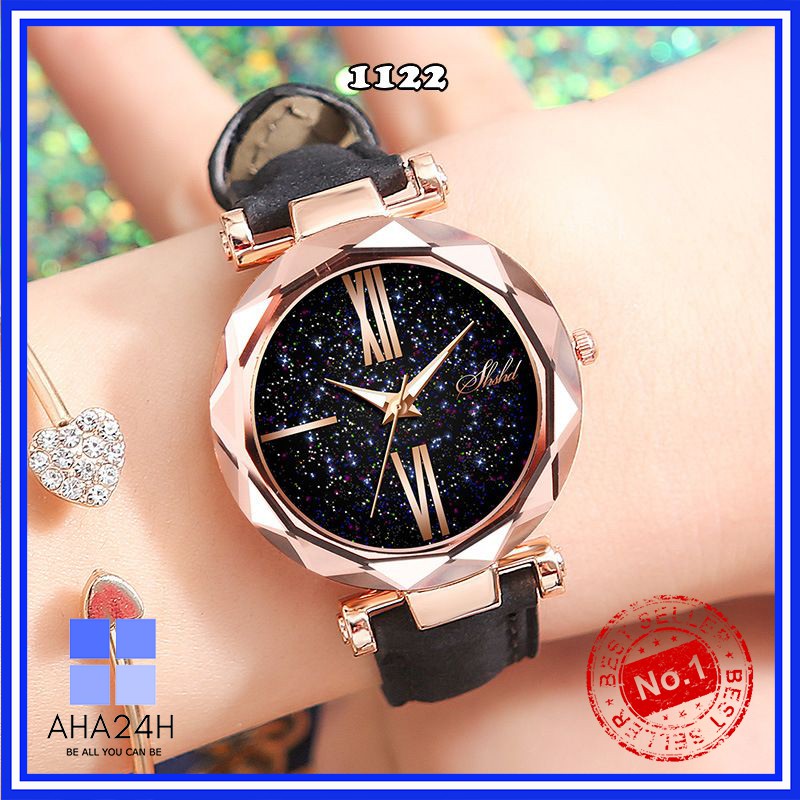 ĐỒNG HỒ NỮ SHSHD MẶT KIM TUYẾN DÂY DA THỜI TRANG NHIỀU MÀU SÀNH ĐIỆU AH1122