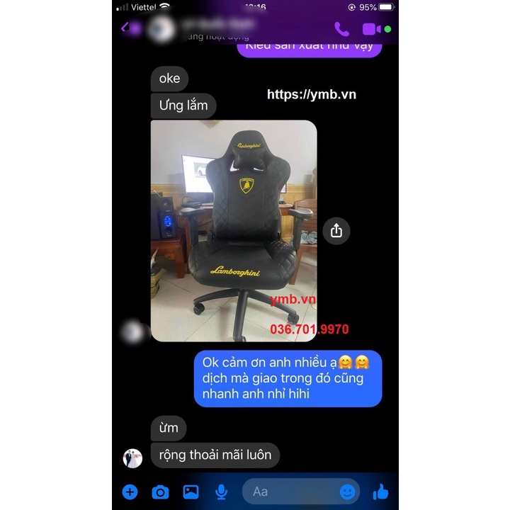 Ghế Gaming Lamborghini xoay, ngả lưng 180 độ, chỉnh cao thấp, ghế gaming stream văn phòng HVK02 - Màu Đen