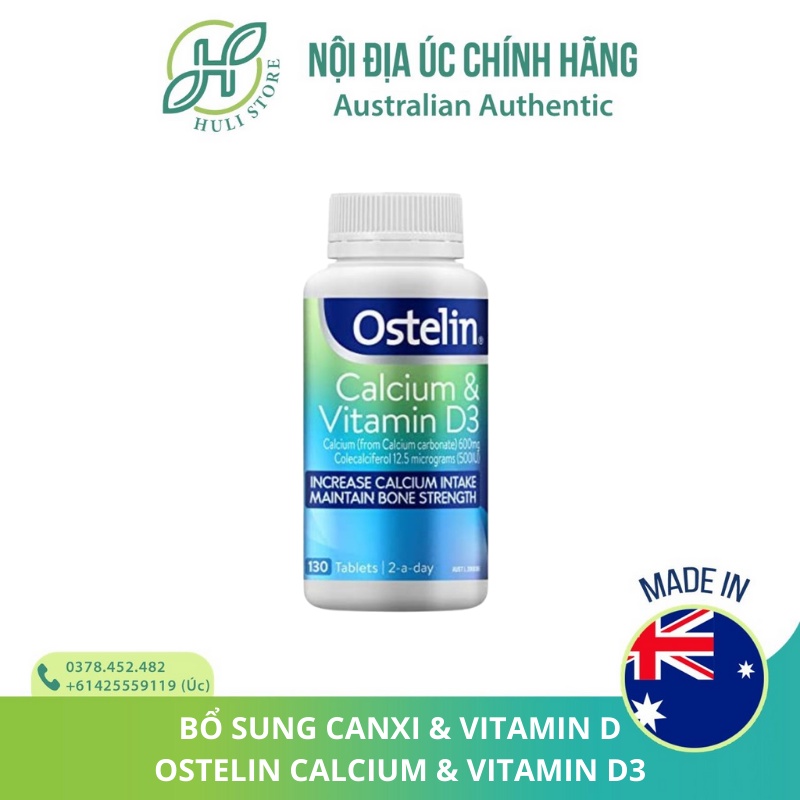 Bổ sung canxi và vitamin D cho bầu và người lớn tuổi Ostelin Canxi & Vitamin D3