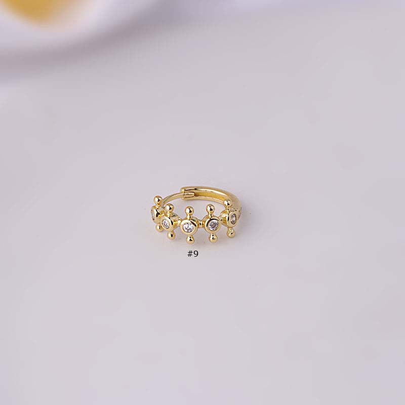 1 Khuyên Tai Tròn Bằng Đồng Đính Đá Zircon 8-10mm 2022 Mới