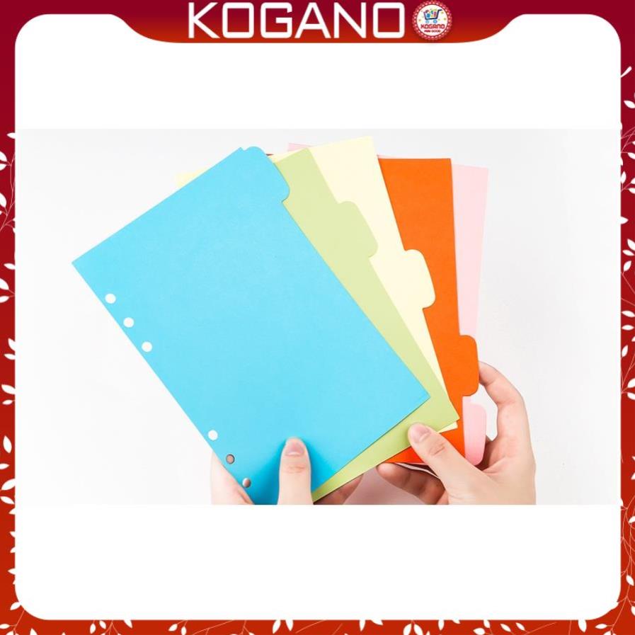 Bìa sổ còng binder KOGANO tab phân trang 5 tờ A5 A6 6 lỗ 5 màu tiện dụng SN-001338