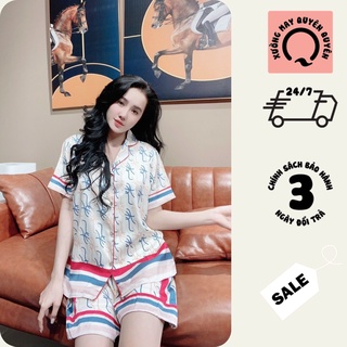 Đồ bộ pijama nữ vải lụa xước cao cấp đùi