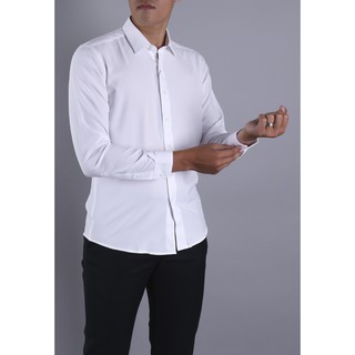 Áo sơ mi trắng phối Regulerfit Dài tay Không túi - AR90527D