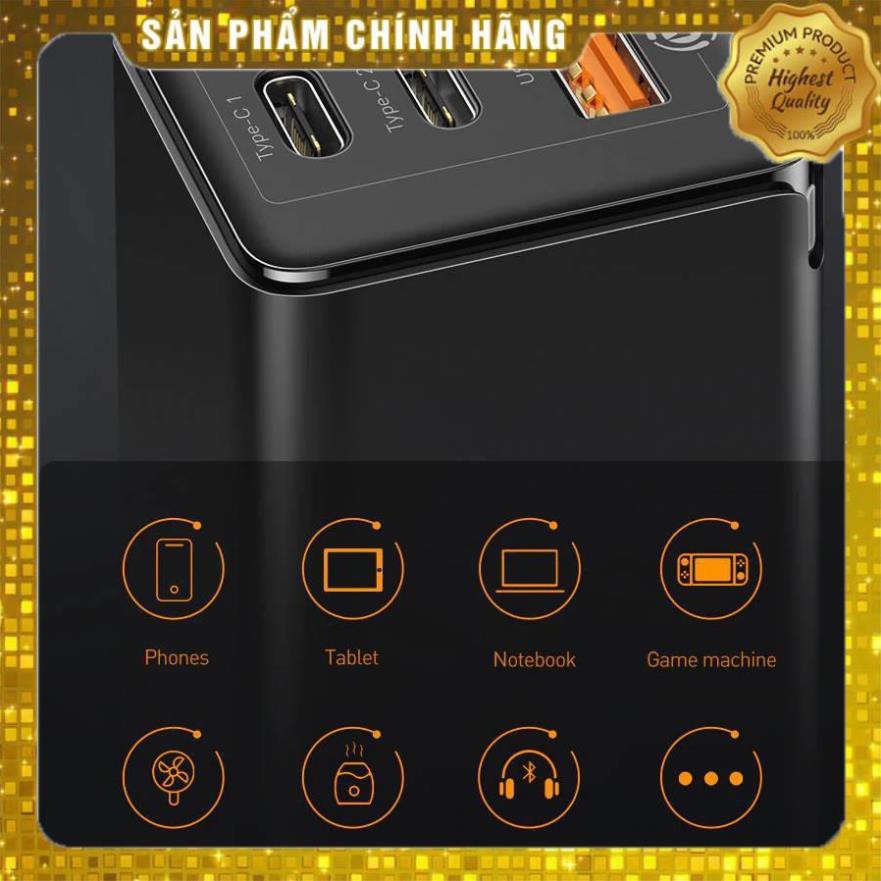 Adapter củ cóc sạc nhanh 65W đa năng 1 cổng sạc USB và 2 PD Type-C hiệu Baseus Mini GaN Travel - Hàng chính hãng