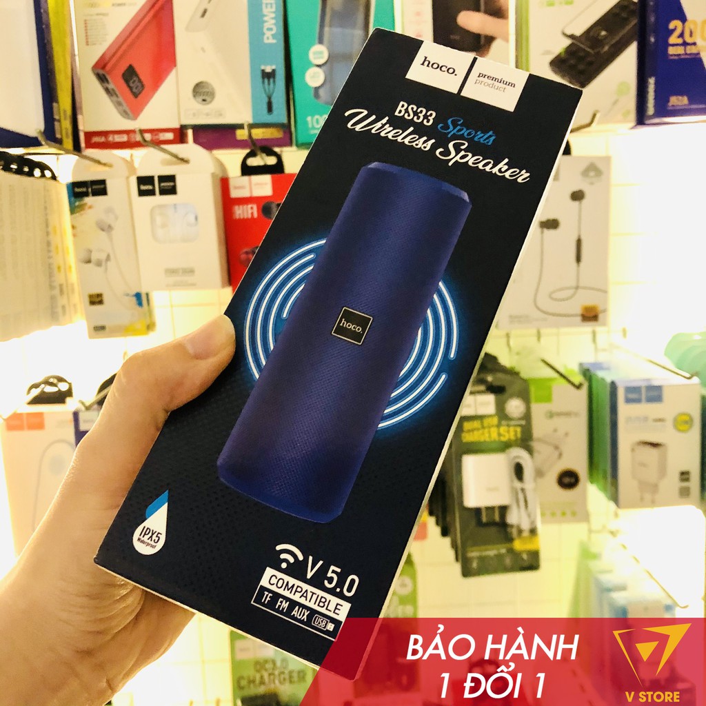 LOA BLUETOOTH NGHE NHẠC HOCO BS33 5W V5 CHỐNG TIA NƯỚC IPX5 PIN TRÂU HỖ TRỢ AUX, USB, THẺ NHỚ, FM