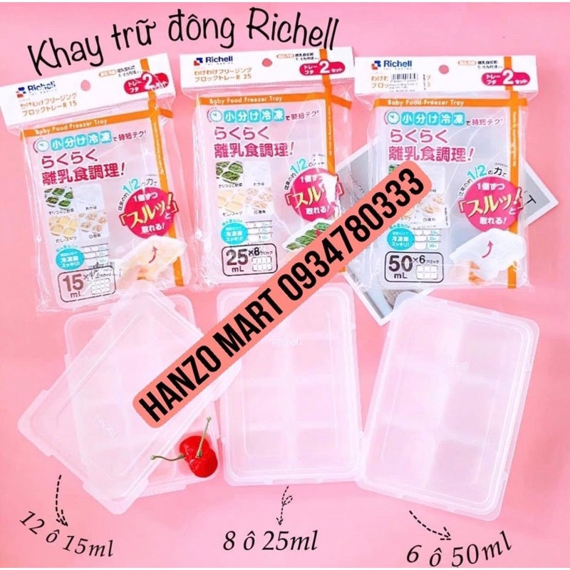 [Richell] Khay trữ đông Richell 15ml/25ml/50ml Nhật Bản (khay liền)