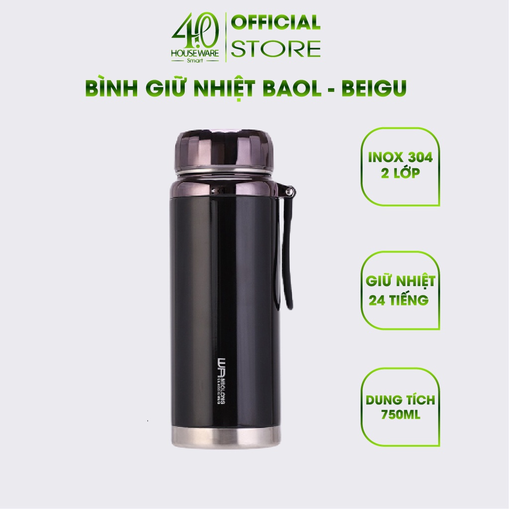 Bình Giữ Nhiệt Inox 304 BAOL, Bình Cách Nhiệt Inox 2 Lớp Có Lưới Lọc Trà - Dung Tích 750ml