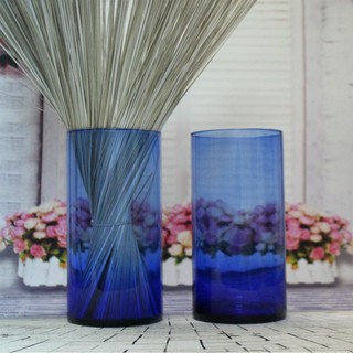 Bình Bông Lọ Hoa Trụ Thủy Tinh Trang Trí Màu Xanh  10cmx20cm