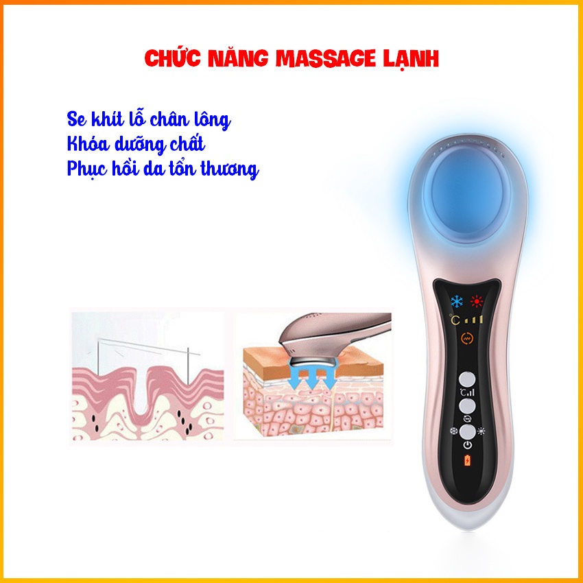 Máy massage mặt cầm tay mini - máy matxa mặt ion nóng lạnh- máy điện di tinh chất, nâng cơ mặt - MIAN MART