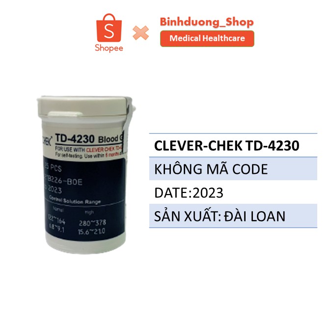 Que tiểu đường Clever Chek TD 4230 (hộp 25 que) sản xuất tại Đài Loan theo công nghệ Đức