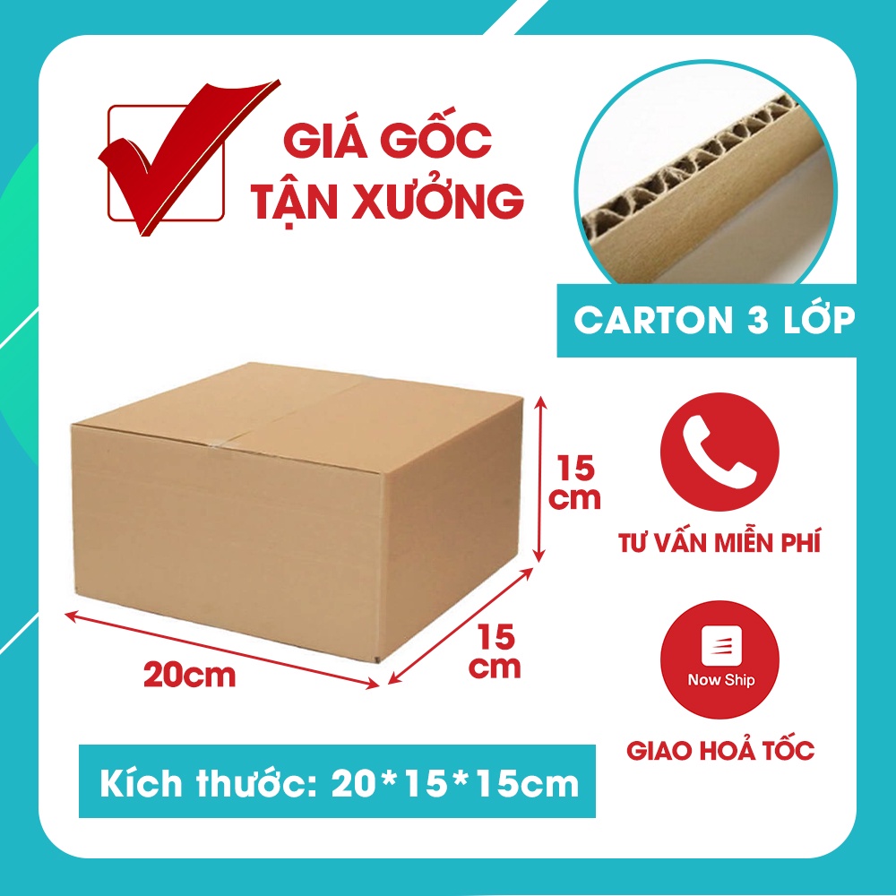 Hộp carton đóng hàng hóa size 20x15x15 - combo 10 hộp, hộp đóng hàng