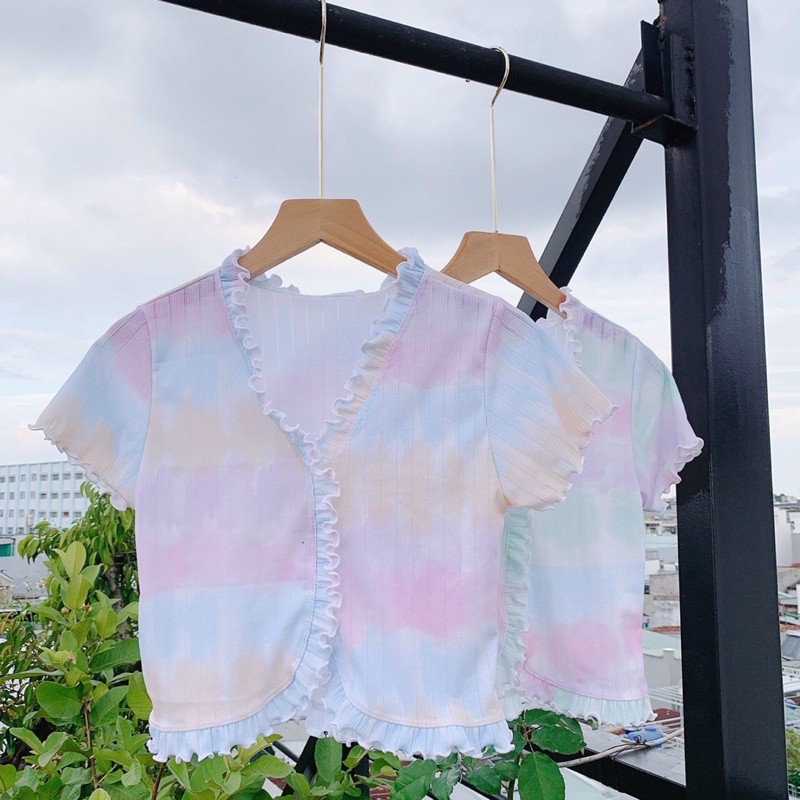 [HÀNG CÓ SẴN KÈM HÌNH THẬT] ÁO CROPTOP CUỐN BIÊN LOANG MÀU | BigBuy360 - bigbuy360.vn
