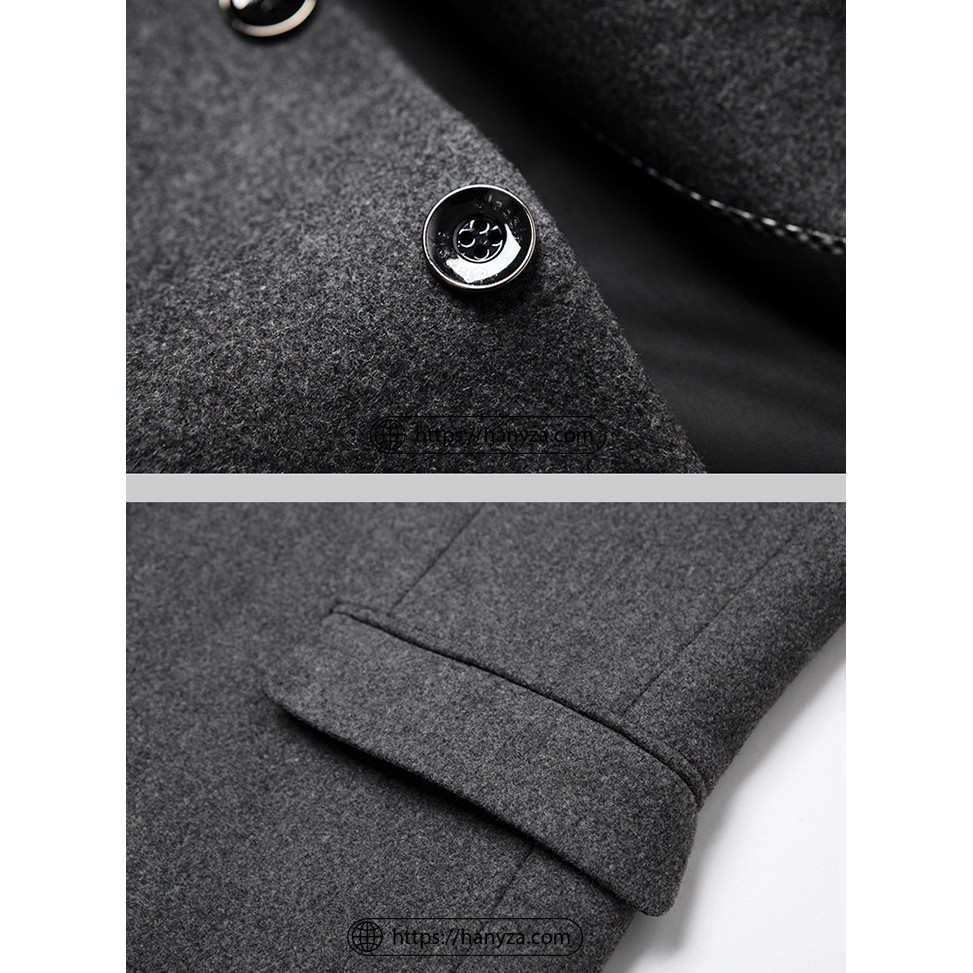 Áo blazer dạ lông cừu nam 2 khuy phong cách Âu Mỹ