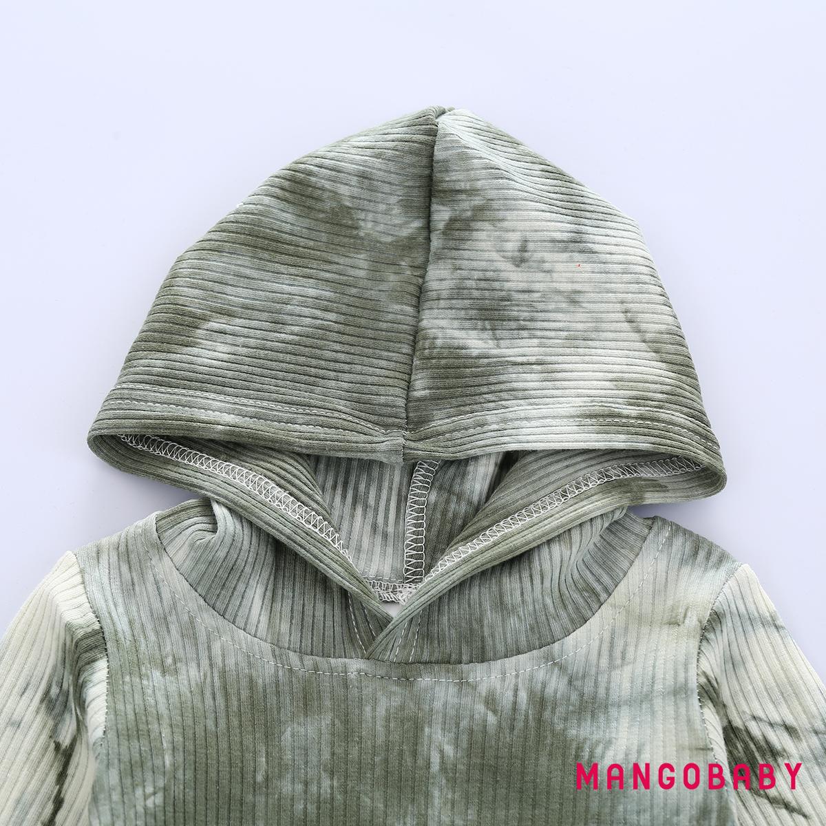 Bộ 2 Món Áo Hoodie Tay Dài + Quần Dài Màu Nhuộm Hồng / Xám Cho Bé