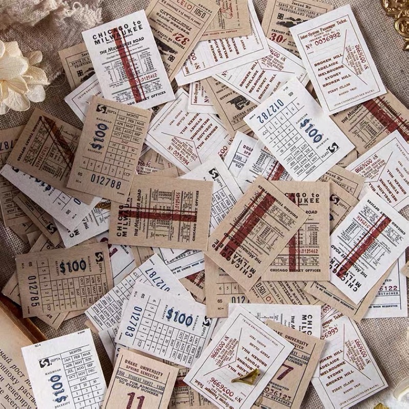 [VS05] set ticket tem vé cổ điển vintage trang trí sổ bullet journal winzige