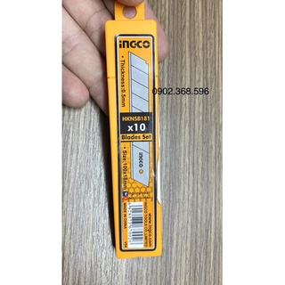 Hộp 10 lưỡi dao rọc giấy size 18x100mm INGCO HKNSB181