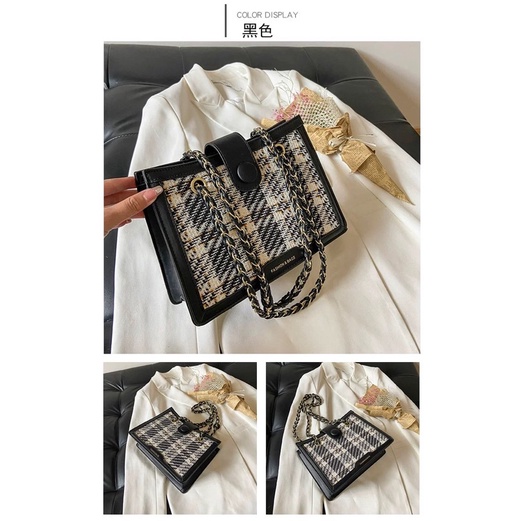 Túi đeo vai thời trang nữ , Túi xách phối dạ nắp cúc bấm siêu xinhTX467