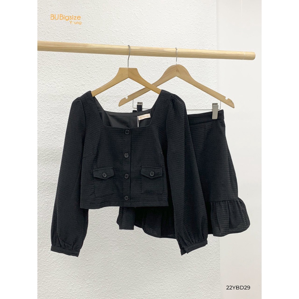 Set áo cổ vuông túi 2 bên + Chân váy đuôi cá BIGSIZE (55kg đến 95kg) - 22YBD29 - [BU Bigsize Young]