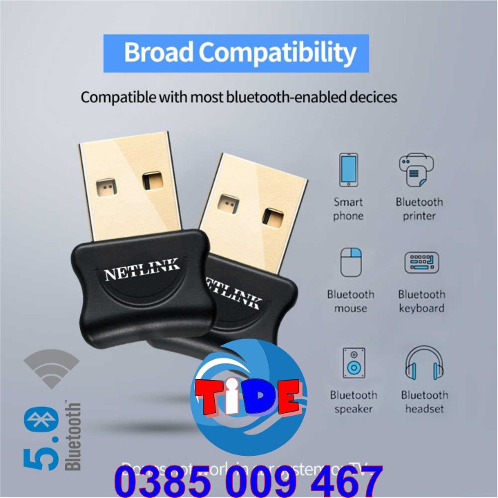 USB Bluetooth 5.0 Netlink – Chính Hãng Netlink bảo hành 1 năm – Hỗ trợ máy tính kết nối Bluetooth với các thiết bị khác