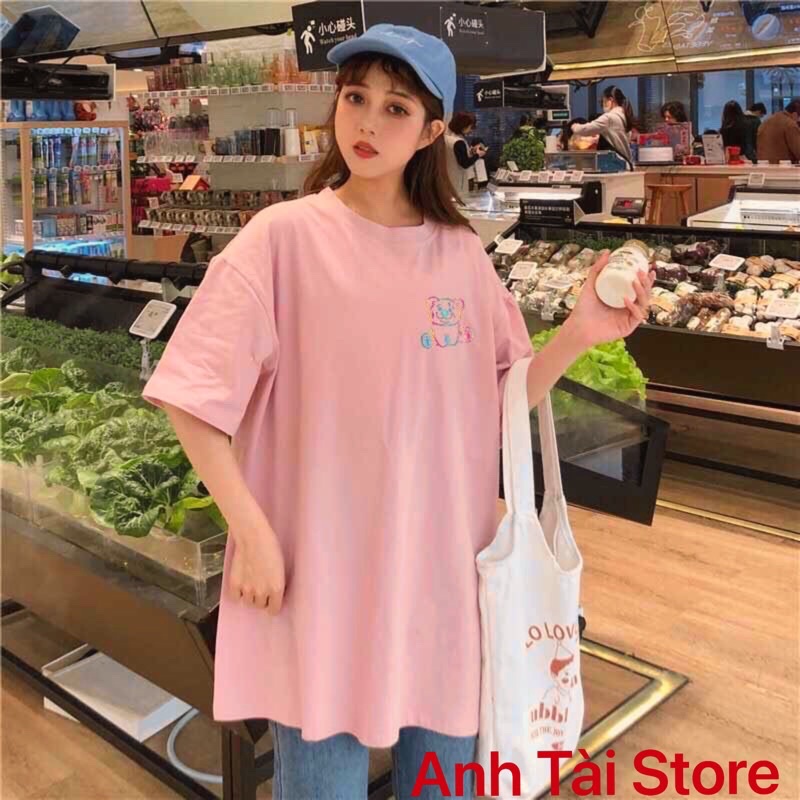 Áo thun tay lỡ phản quang phông Unisex nam nữ Cotton oversize đến 75Kg form rộng hình gấu Love & Peace AP 876 | WebRaoVat - webraovat.net.vn