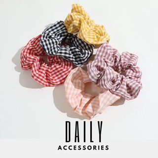 Dây buộc tóc scrunchies họa tiết kẻ caro Hàn Quốc Daily Accessories