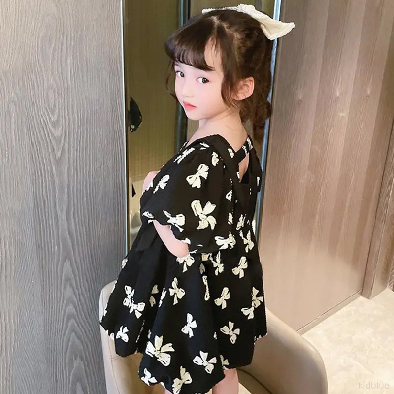Đầm Tay Phồng Cổ Vuông In Hoa Kiểu Hàn Quốc Thời Trang Mùa Hè Cho Bé Gái