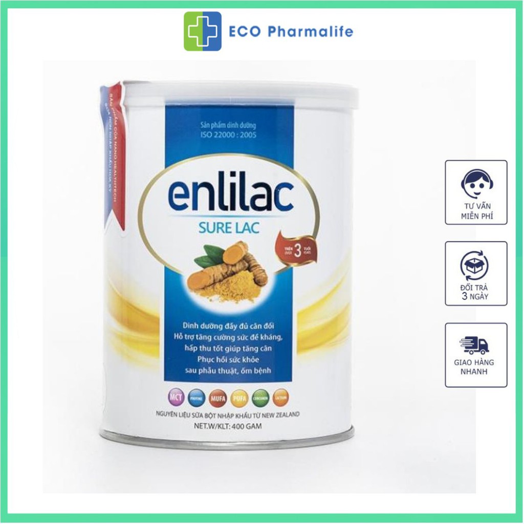 Sữa bột Enlilac SureLac - 400gr giúp nhanh chóng phục hồi sức khỏe và tăng cường thể lực cho người sau phẫu thuật