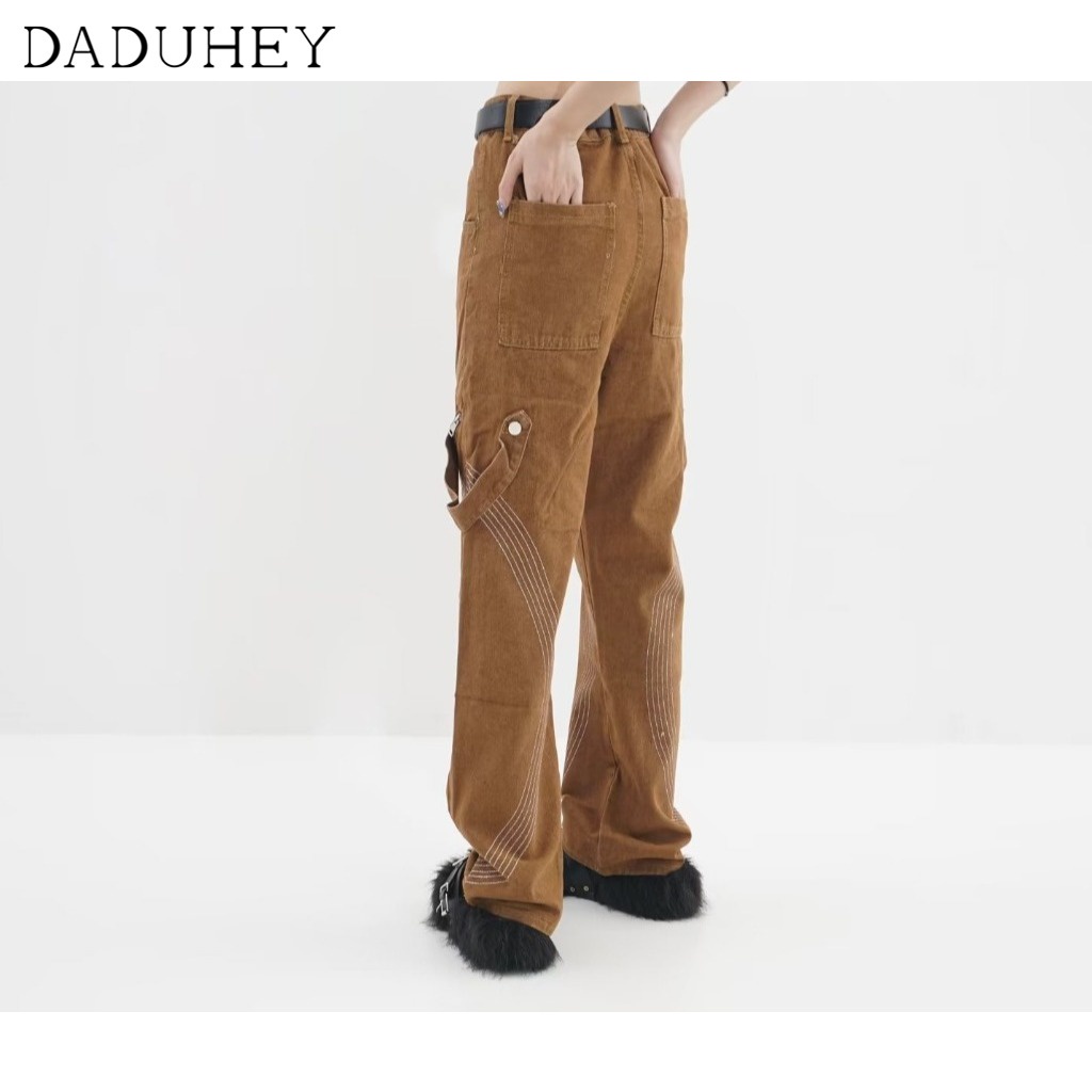 DaDuHey American Style Hip Hop Casual Straight-Leg Zipper Ankle Banded Overalls High Street Fashionable Fashion Loose Jeans