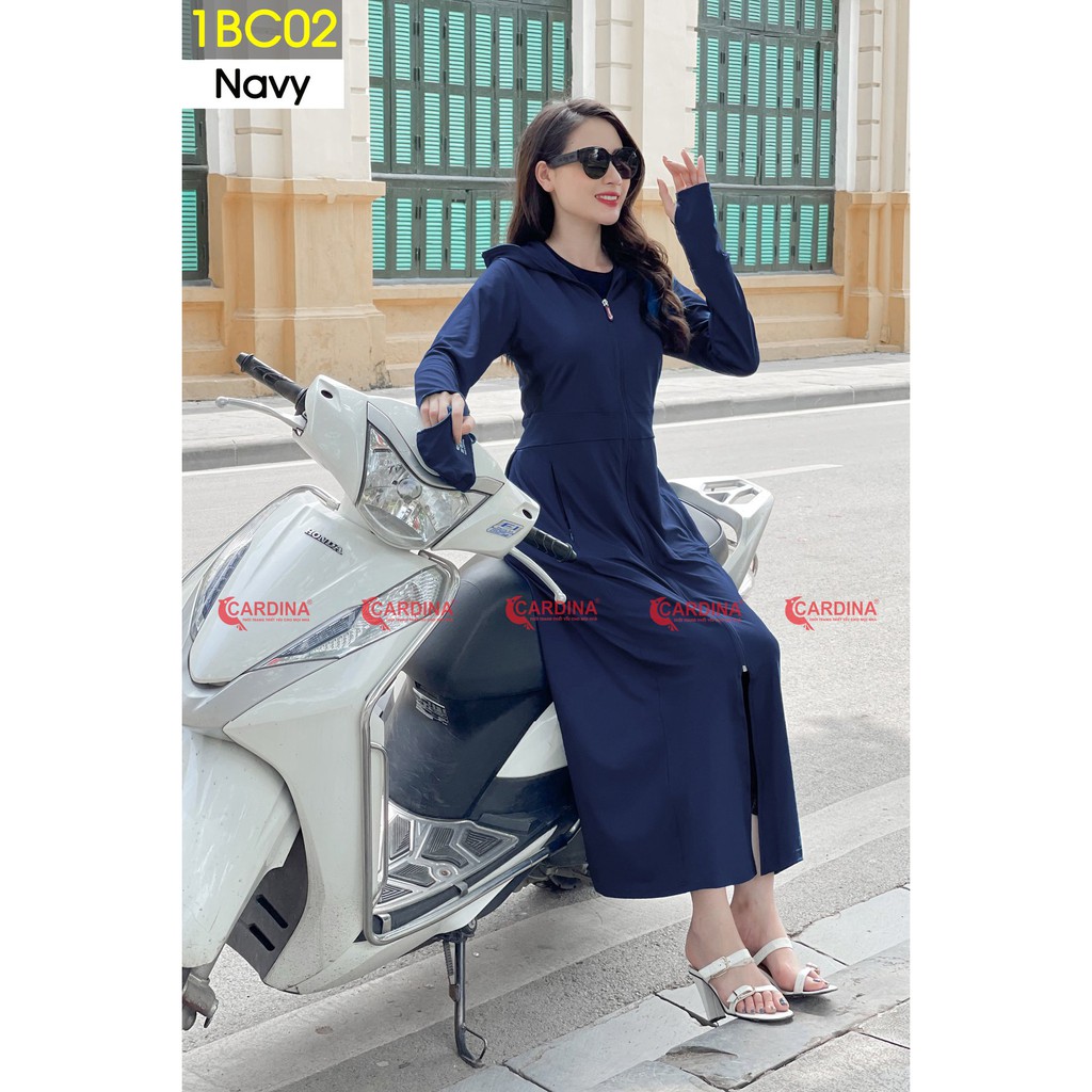 Áo choàng chống nắng nữ Cardina Vải thun lạnh hai lớp liền thân cao cấp Thơm khử mùi, làm mát cơ thể có lưới 2 bên nách
