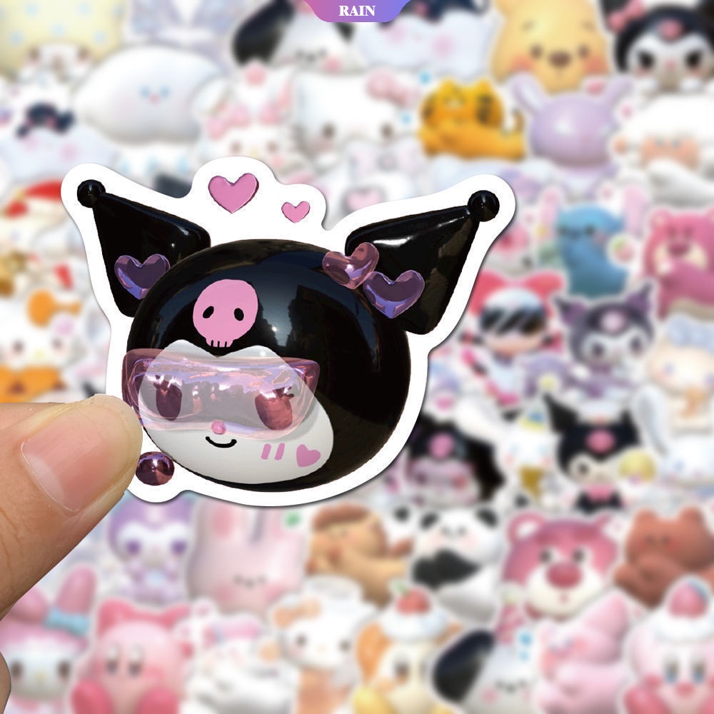 Bộ 51 Miếng Dán Trang Trí Laptop/Xe Hơi Chống Thấm Nước Hình Kuromi My Melody Cinnamoroll Kittys