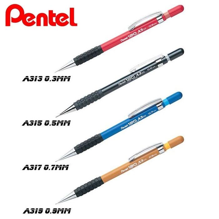 Bút chì kim kỹ thuật Pentel 120 A3 | Bút chì kim bằng thép A313 / A315 / A317 / A319 cỡ ngòi 0.3 / 0.5 / 0.7 / 0.9mm