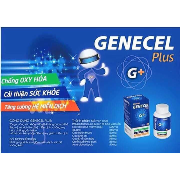 Genecel Plus – Hỗ trợ chống oxy hóa, tăng cường miễn dịch, phục hồi sức khỏe người hóa trị, xạ trị (60 viên)
