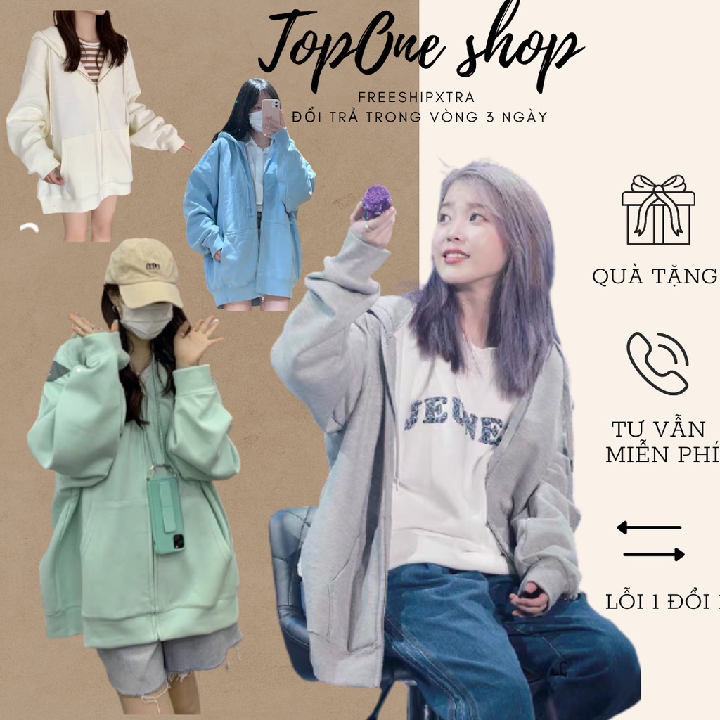Áo khoác nỉ áo hoodies zip nỉ bông khoá kéo ullzang trơn mũ tay phồng nhiều màu , chất nỉ đẹp mặc mát mẻ siêu xinh