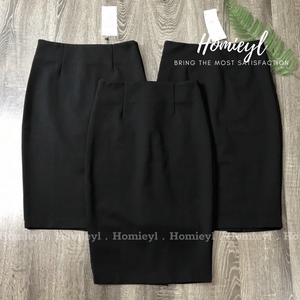 Chân váy bút chì dài công sở Homieyl cao cấp đen dài xẻ sau